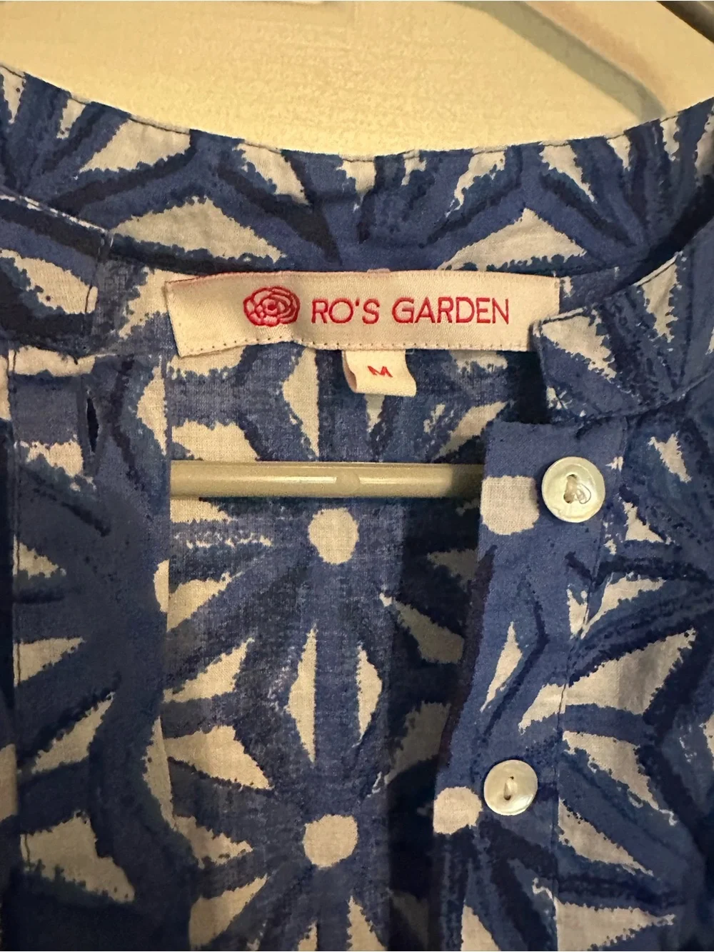 Ro's Garden Blue & White Printed Button-Front Dress - Picture 3 of 3